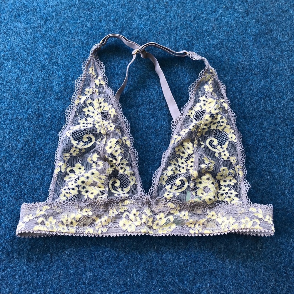 Gray and Yellow Convertible Triangle Bralette